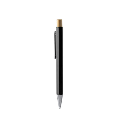 Stamina Salom bamboo ball pen in black, ready for logo printing