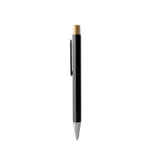 Stamina Salom bamboo ball pen in black, ready for logo printing