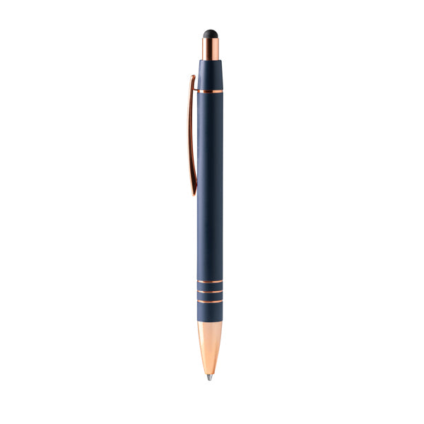Stamina Leiva push-button ball pen in navy blue, ready for laser engraving