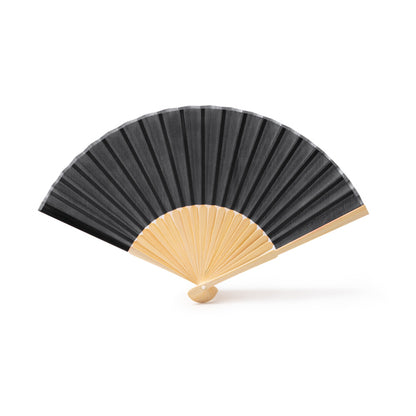 Stamina Lidia fan with bamboo rods and polyester fabric in black, ready for logo printing
