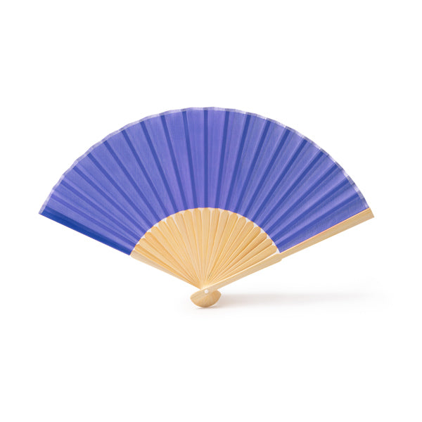Stamina Lidia fan with bamboo rods and polyester fabric in royal blue, ready for logo printing