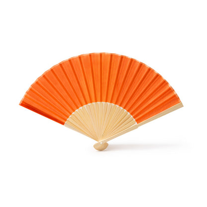 Stamina Lidia fan with bamboo rods and polyester fabric in orange, ready for logo printing