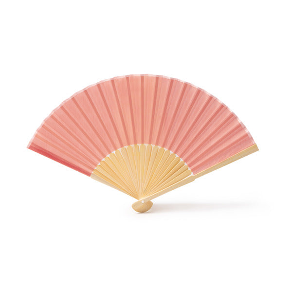 Stamina Lidia fan with bamboo rods and polyester fabric in light pink, ready for logo printing