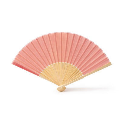 Stamina Lidia fan with bamboo rods and polyester fabric in light pink, ready for logo printing