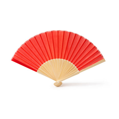 Stamina Lidia fan with bamboo rods and polyester fabric in red, ready for logo printing