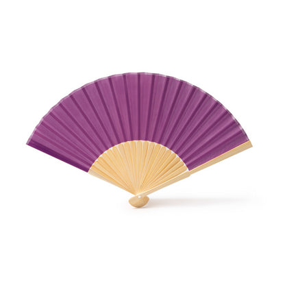 Stamina Lidia fan with bamboo rods and polyester fabric in purple, ready for logo printing
