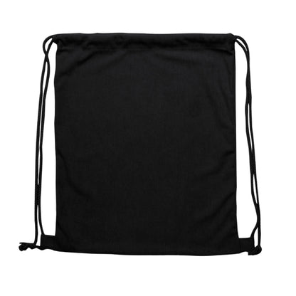 Stamina Masur corduroy fabric drawstring bag in black, ready for logo printing