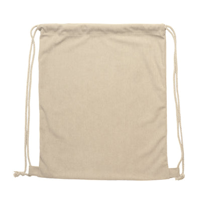 Stamina Masur corduroy fabric drawstring bag in beige, ready for logo printing