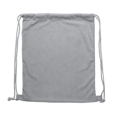 Stamina Masur corduroy fabric drawstring bag in grey, ready for logo printing