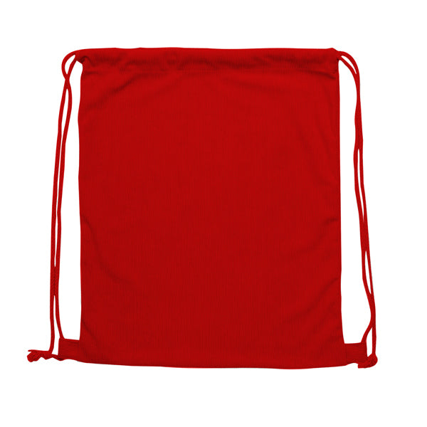 Stamina Masur corduroy fabric drawstring bag in red, ready for logo printing