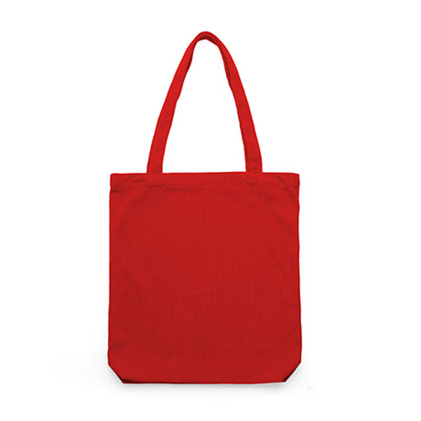 Stamina Fasler corduroy fabric tote bag in red, ready for logo printing