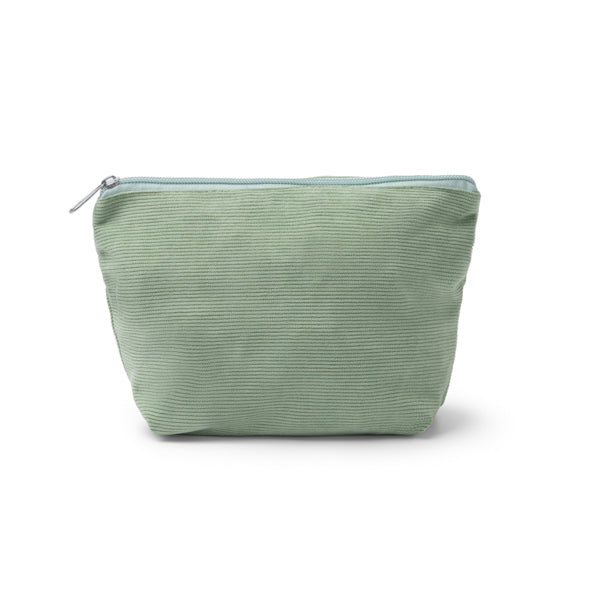 Stamina Loter corduroy fabric toiletry bag in sage green, ready for logo printing