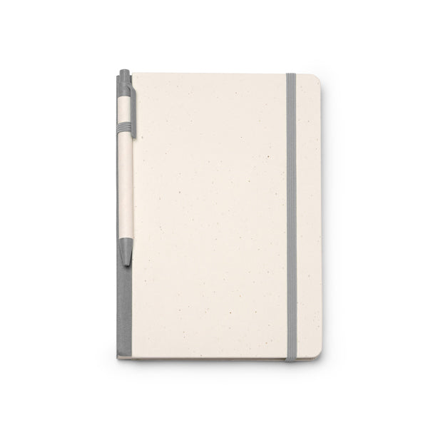 Stamina Yoris recycled cardboard from milk notebook A5 in grey, ready for logo printing