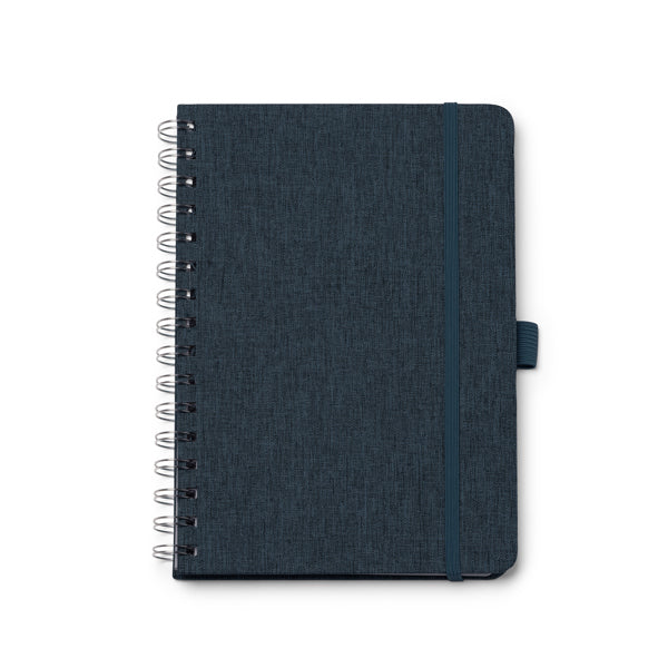 Stamina Garin recycled polyester RPET notebook A5 in heather denim, ready for logo printing