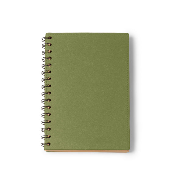 Stamina Nusax recycled cardboard and recycled notebook A5 in fern green, ready for logo printing