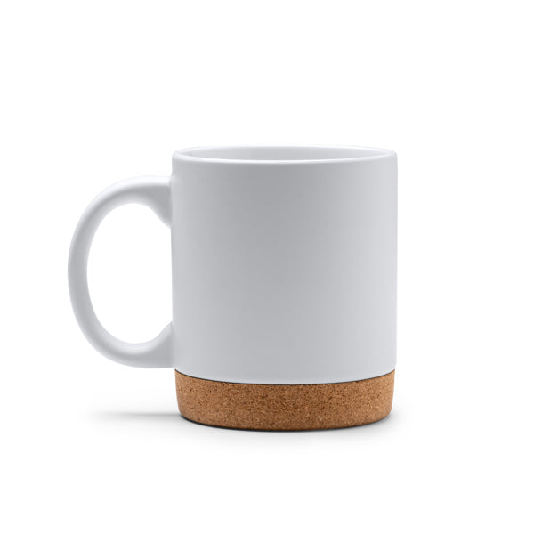 Stamina Banket ceramic and cork mug 320 ml in white, ready for logo printing