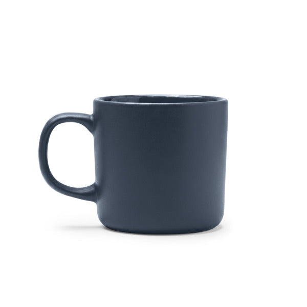 Stamina Molis matte finish ceramic mug 300 ml in navy blue, ready for logo printing