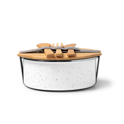 Stamina Evelin ceramic and bamboo lunch box in white, ready for logo printing