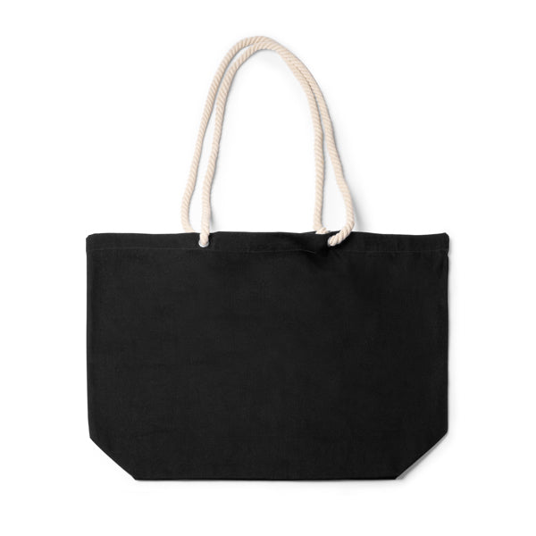 Stamina Zuko cotton beach bag in black, ready for logo printing