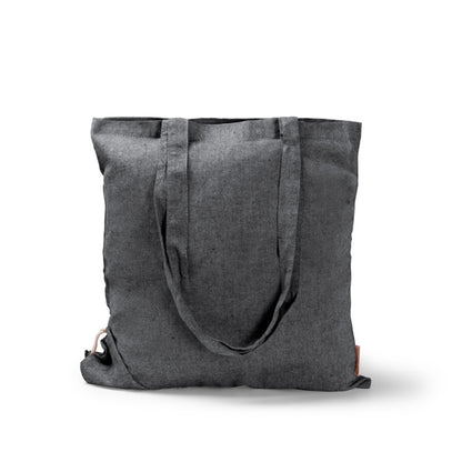 Stamina Plika recycled cotton drawstring bag in black, ready for logo printing