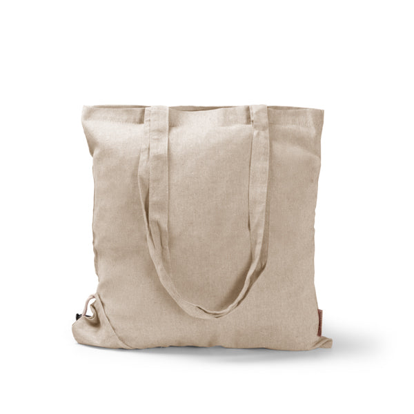 Stamina Plika recycled cotton drawstring bag in beige, ready for logo printing