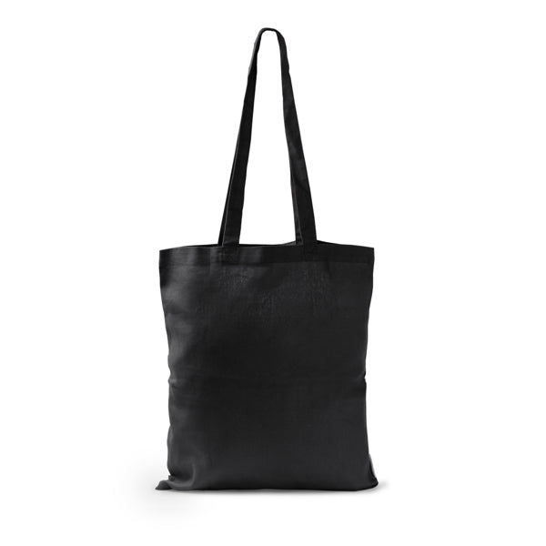 Stamina Dorsi organic cotton tote bag in black, ready for logo printing