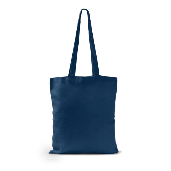 Stamina Dorsi organic cotton tote bag in navy blue, ready for logo printing