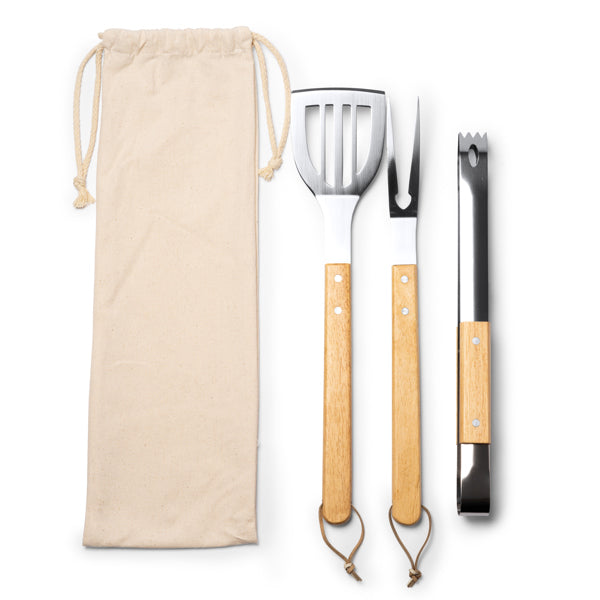 Stamina Cadak stainless steel barbecue set in beige, ready for laser engraving