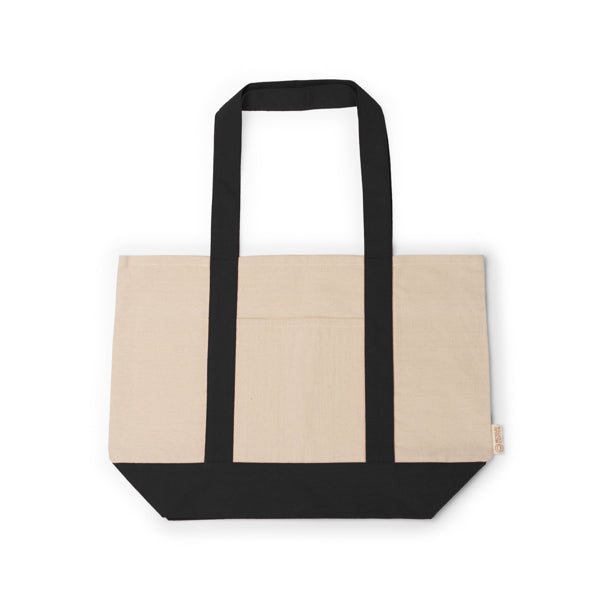 Stamina Paty recycled cotton beach bag in black, ready for logo printing