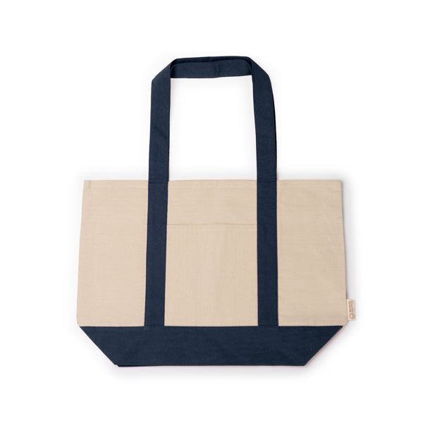 Stamina Paty recycled cotton beach bag in navy blue, ready for logo printing