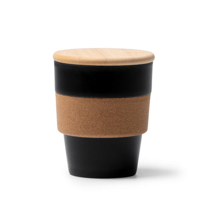 Stamina Lovren recycled PP body cup 350 ml in black, ready for laser engraving