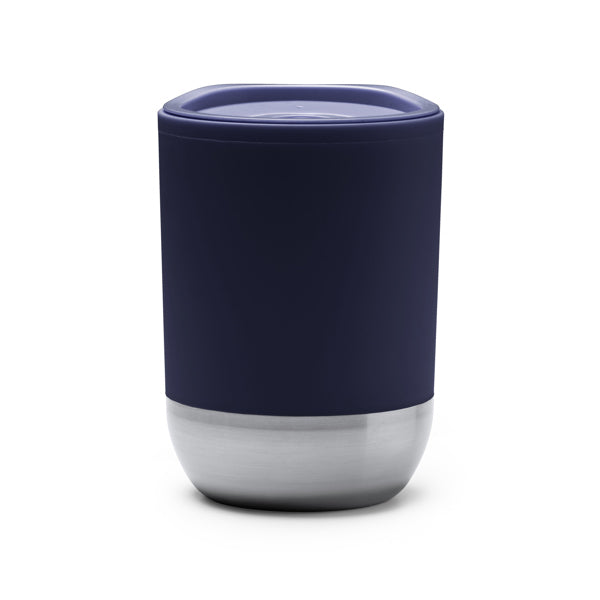 Stamina Linde recycled PP and stainless thermal cup 290 ml in navy blue, ready for logo printing