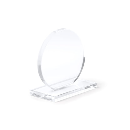 Stamina Garay circular design glass trophy, ready for laser engraving
