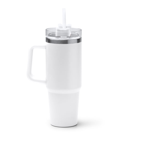 Stamina Kranston recycled stainless steel thermal cup 870 ml in white, ready for laser engraving