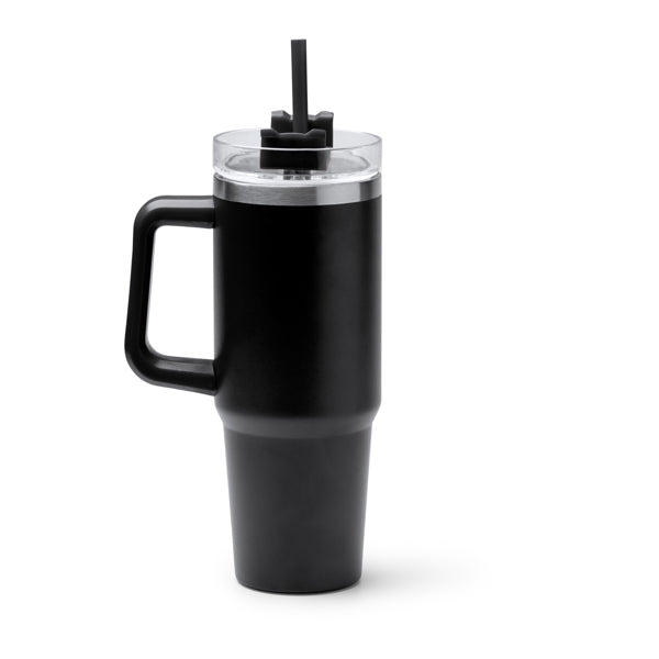 Stamina Kranston recycled stainless steel thermal cup 870 ml in black, ready for laser engraving