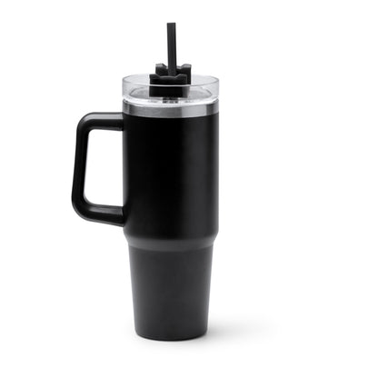 Stamina Kranston recycled stainless steel thermal cup 870 ml in black, ready for laser engraving