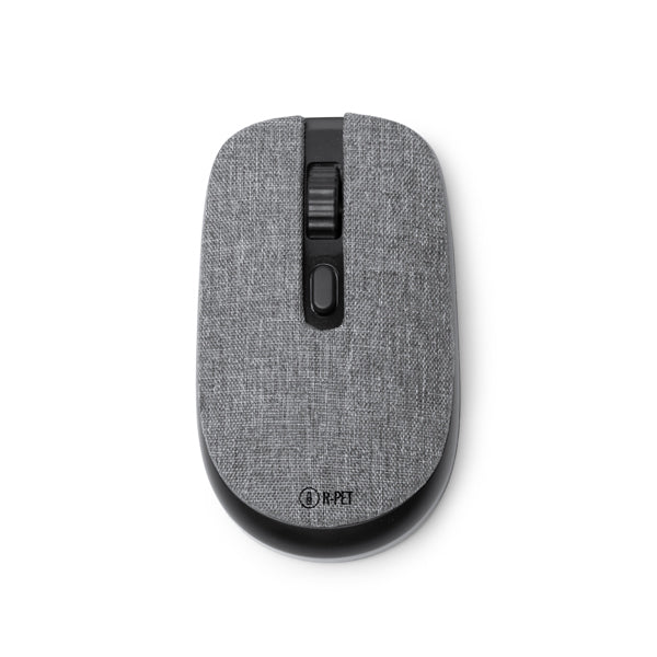 Stamina Rodri recycled ABS and RPET wireless mouse in black, ready for logo printing