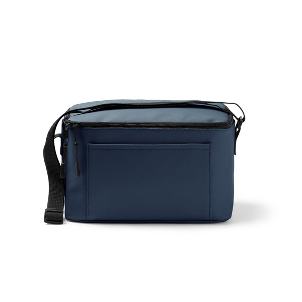 Stamina Denver PU leather cooler bag in navy blue, ready for logo printing