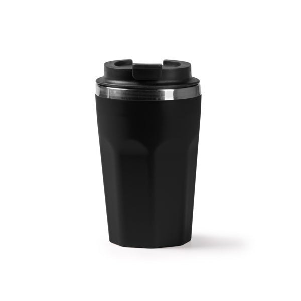 Stamina Salmer stainless steel and recycled thermal cup in black, ready for laser engraving