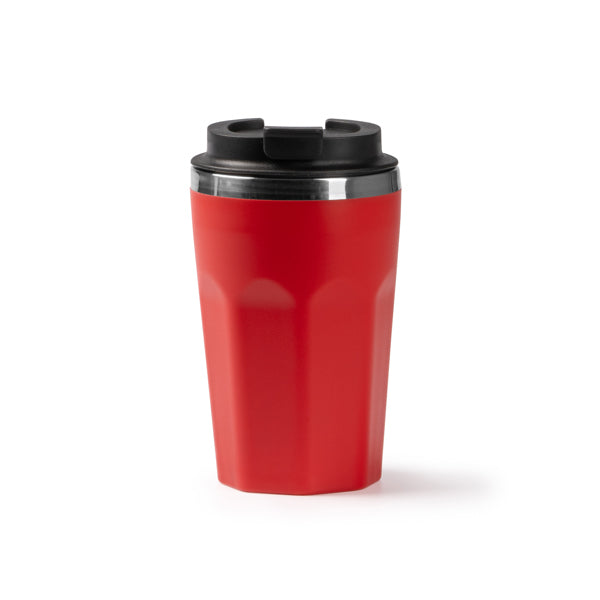 Stamina Salmer stainless steel and recycled thermal cup in red, ready for laser engraving