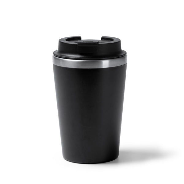Stamina Horan stainless steel and PP thermal cup 350 ml in black, ready for logo printing