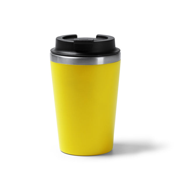 Stamina Horan stainless steel and PP thermal cup 350 ml in yellow, ready for logo printing