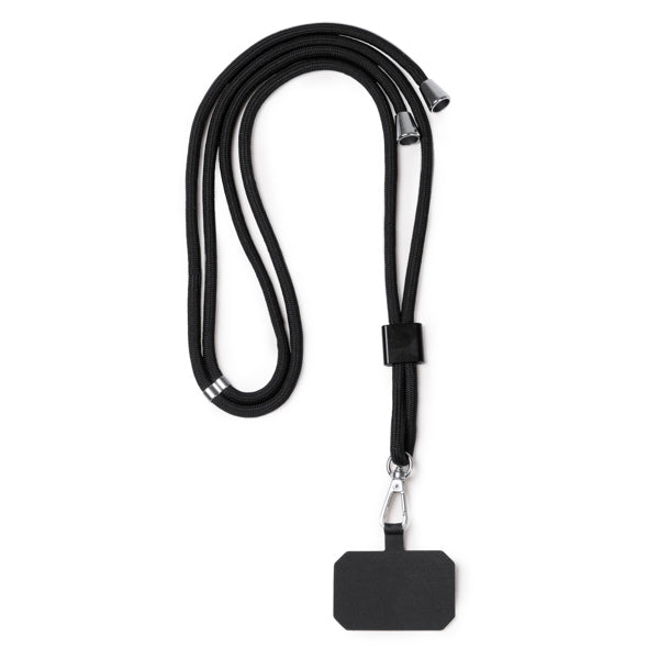 Stamina Suki recycled polyester lanyard in black, ready for logo printing