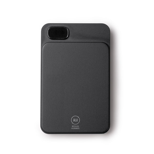 Stamina Vatum recycled aluminium power bank 10000 mAh in black, ready for logo printing