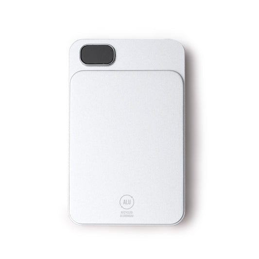 Stamina Vatum recycled aluminium power bank 10000 mAh in silver, ready for logo printing