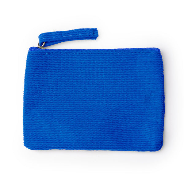 Stamina Dake corduroy fabric purse in royal blue, ready for logo printing