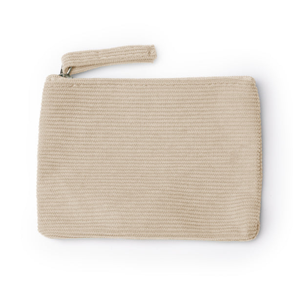 Stamina Dake corduroy fabric purse in beige, ready for logo printing