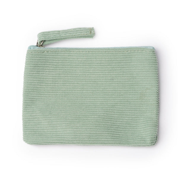 Stamina Dake corduroy fabric purse in fern green, ready for logo printing