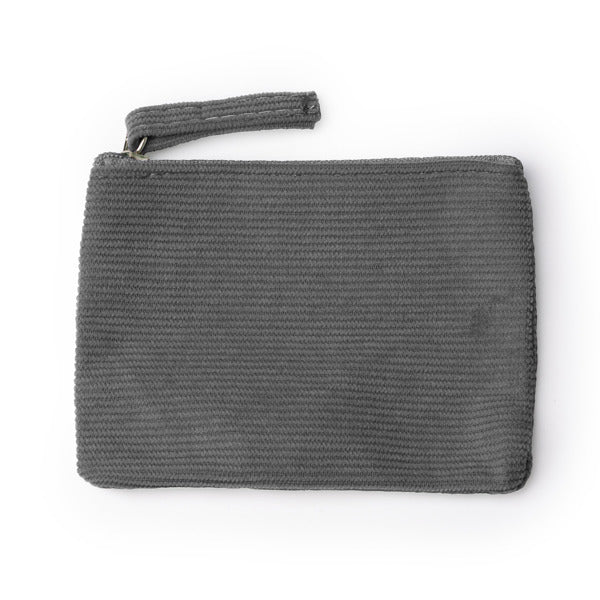 Stamina Dake corduroy fabric purse in grey, ready for logo printing