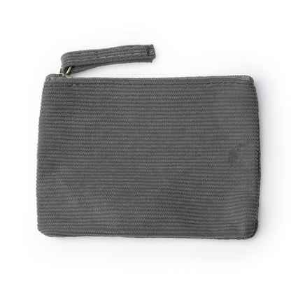 Stamina Dake corduroy fabric purse in grey, ready for logo printing